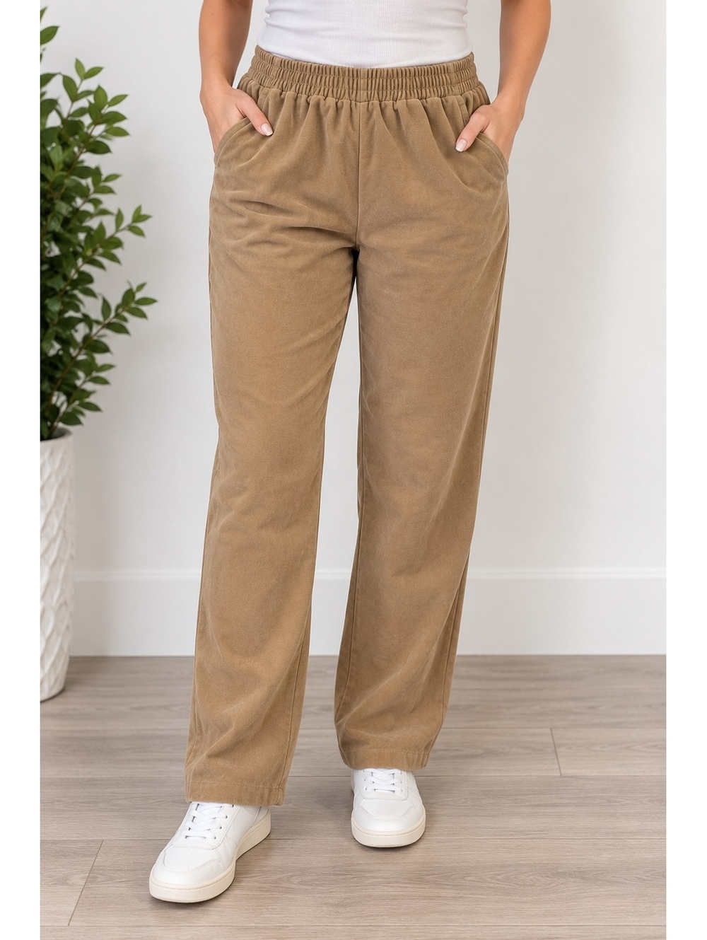 Vintage Booth Bay Tan Pull On Pants Size 9/10 Made in USA Elastic Waist
